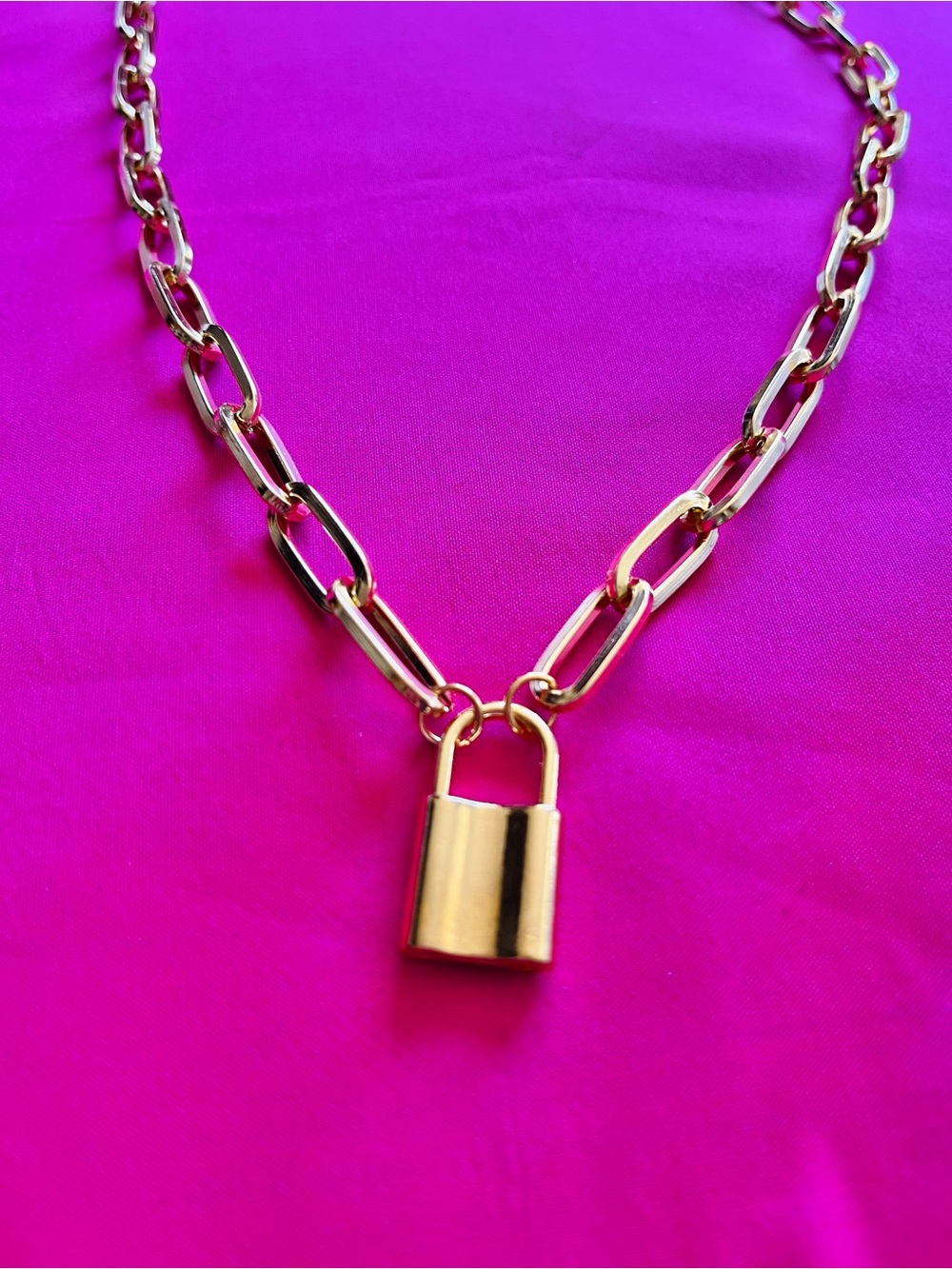 Gold lock necklace